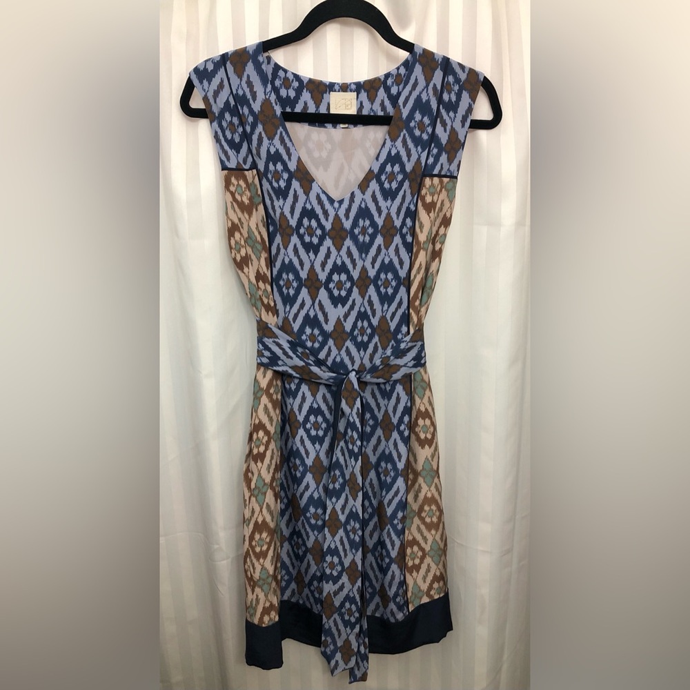 Anthropologie Coquille Ikat Shift Silk Dress